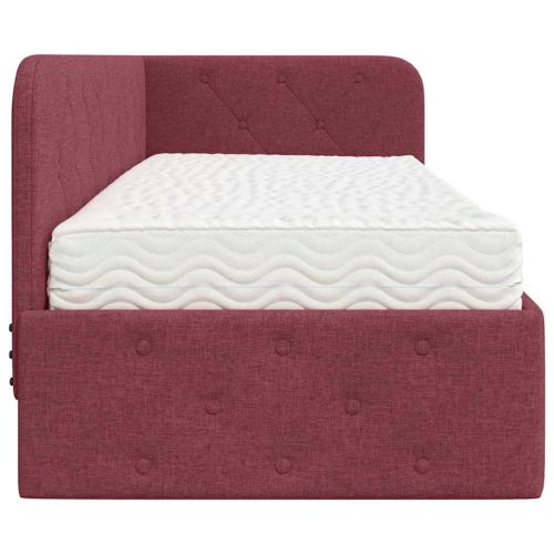 Ъглова рамка за легло Виненочервен 80 x 200 cm текстил