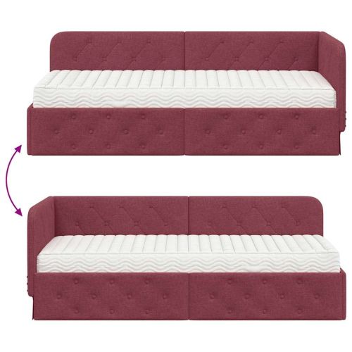 Ъглова рамка за легло Виненочервен 80 x 200 cm текстил