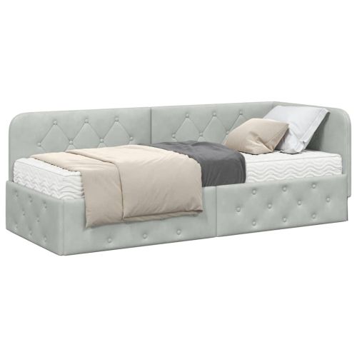 Ъглова рамка за легло Светлосиво 80 x 200 cm Кадифе