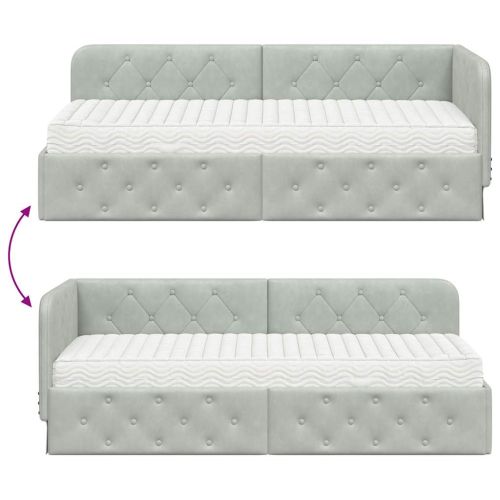 Ъглова рамка за легло Светлосиво 80 x 200 cm Кадифе