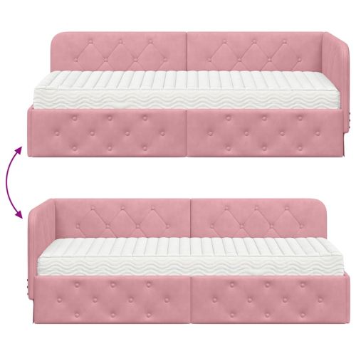 Ъглова рамка за легло Розово 80 x 200 cm Кадифе