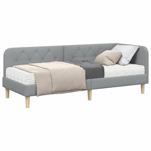 Ъглова рамка за легло Светлосиво 80 x 200 cm текстил