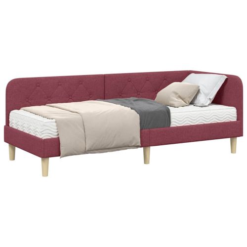 Ъглова рамка за легло Виненочервен 80 x 200 cm текстил