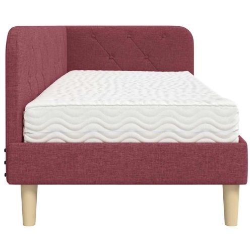 Ъглова рамка за легло Виненочервен 80 x 200 cm текстил