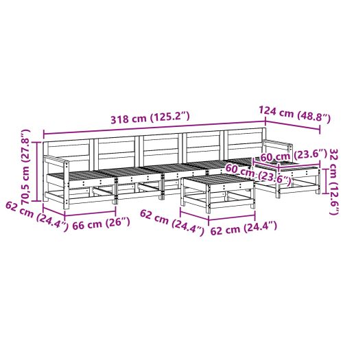 Комплект за почивка в градина 7 pcs Восъчен Кафяв