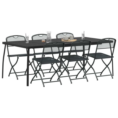 Комплект за външни мебели 7 pcs Антрацит Желязо и стомана