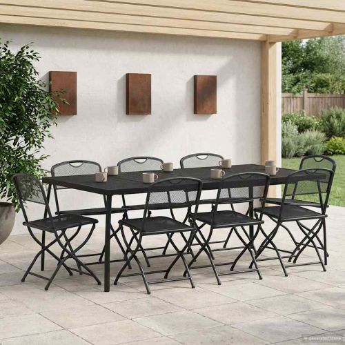 Комплект за външни мебели 9 pcs Антрацит Желязо и стомана