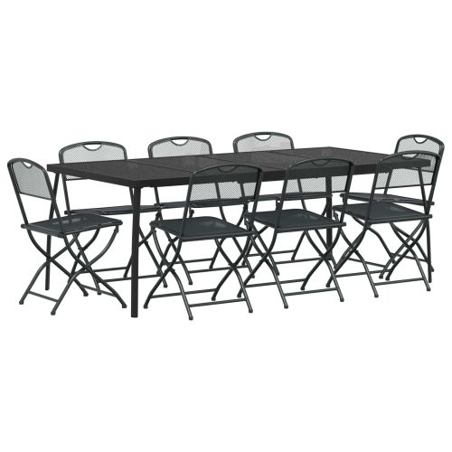 Комплект за външни мебели 9 pcs Антрацит Желязо и стомана