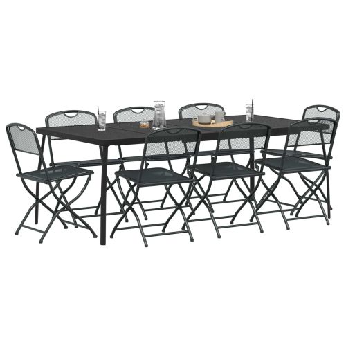 Комплект за външни мебели 9 pcs Антрацит Желязо и стомана