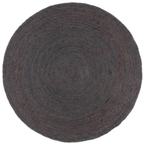 Ръчно тъкан килим от юта, кръгъл, 180 см, тъмносив