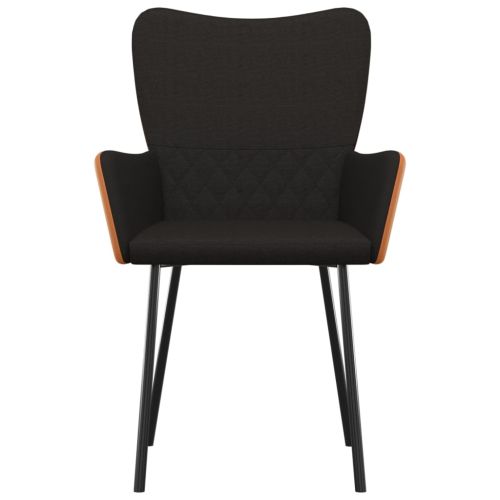 Трапезни столове, 2 бр, черни, текстил и изкуствена кожа