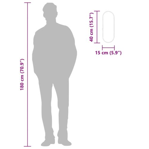 Стенно огледало, сребристо, 40x15 см, овално
