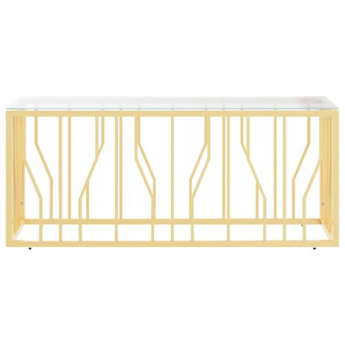 Маса за кафе 110x45x45 cм неръждаема стомана и стъкло