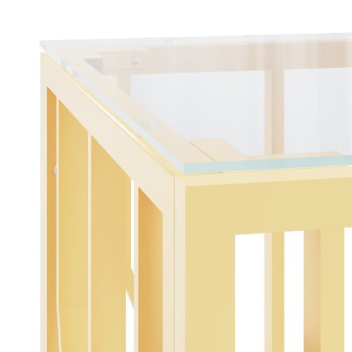 Маса за кафе 110x45x45 cм неръждаема стомана и стъкло