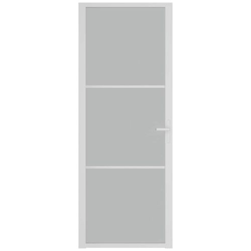 Интериорна врата 76x201,5 см бял мат ESG стъкло и алуминий