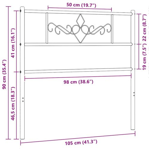 Метална резервна табла за легло, бяла, 100 см