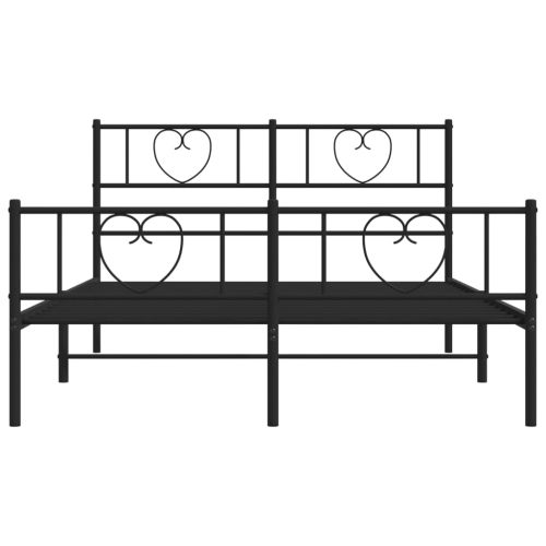 Метална рамка за легло с горна и долна табла, черна, 140x190 см