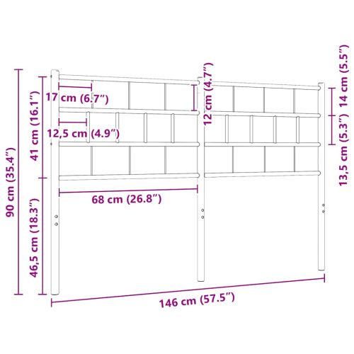 Метална резервна табла за легло, черна, 140 см