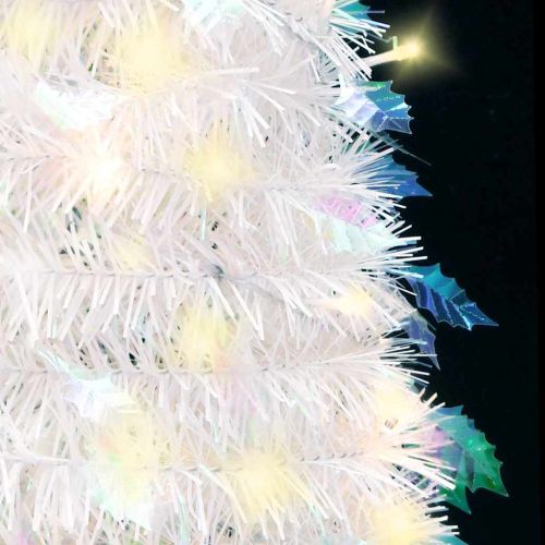 Изскачаща изкуствена коледна елха с 50 LED светлини бяла 120 см