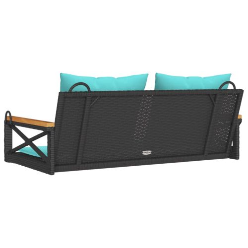 Пейка-люлка с възглавници, черна, 109x62x40 см, полиратан