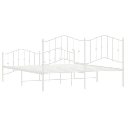 Метална рамка за легло с горна и долна табла, бяла, 160x200 см