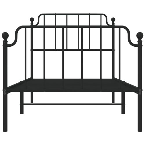 Метална рамка за легло с горна и долна табла, черна, 90x200 см
