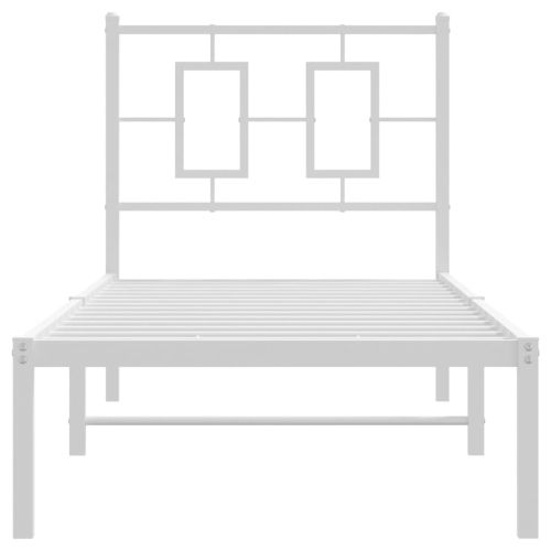 Метална рамка за легло с горна табла, бяла, 80x200 см