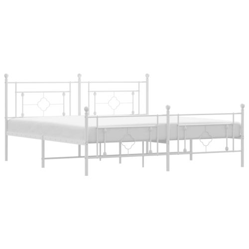 Метална рамка за легло с горна и долна табла, бяла, 180x200 см