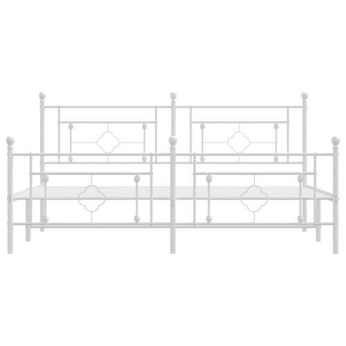Метална рамка за легло с горна и долна табла, бяла, 180x200 см