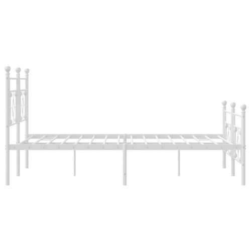 Метална рамка за легло с горна и долна табла, бяла, 180x200 см