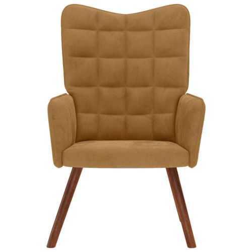 Релакс стол, кафяв, кадифе