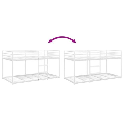 Двуетажно легло без матрак Бяло 100x190 cm Стомана