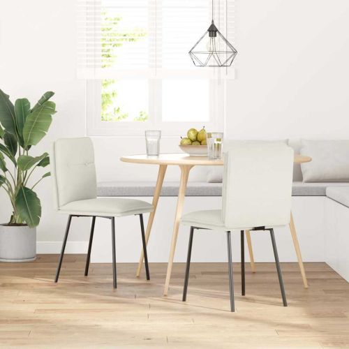 Трапезни столове, 2 бр, кремави, кадифе