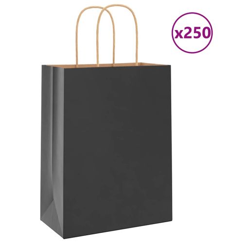 Хартиени торбички 250 бр с дръжки черни 21x11x28 см