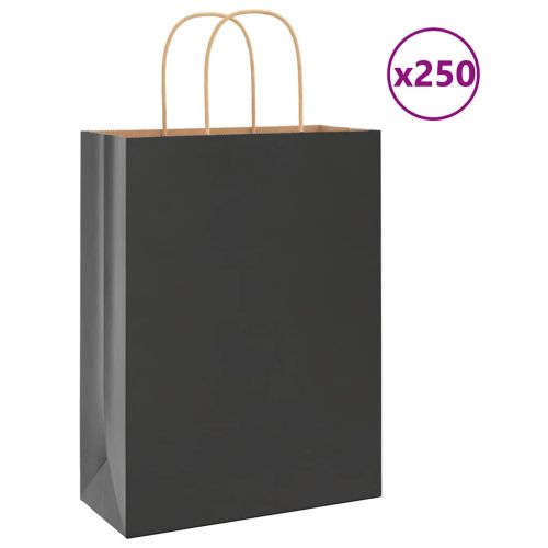 Хартиени торбички 250 бр с дръжки черни 26x12x35 см