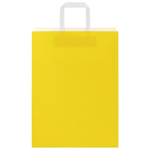 Хартиени торбички 50 бр с дръжки жълти 26x12x35 см