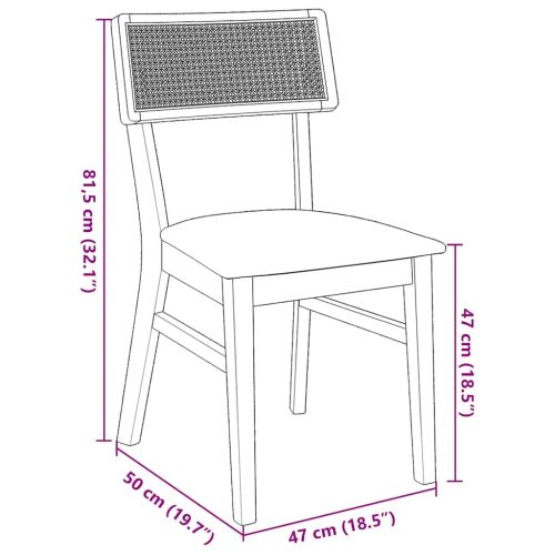 Трапезни столове с възглавници 2бр Кафяв масивна дървесина гума