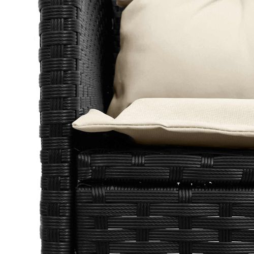 Градински Софа Комплект 2 pcs Черен и кремав полиратан