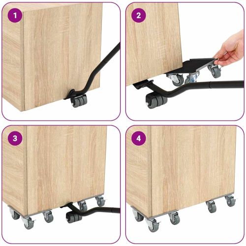 Мебелни колелца 4 бр. с повдигач 13,5x13,5x6 см, стомана 1300 кг