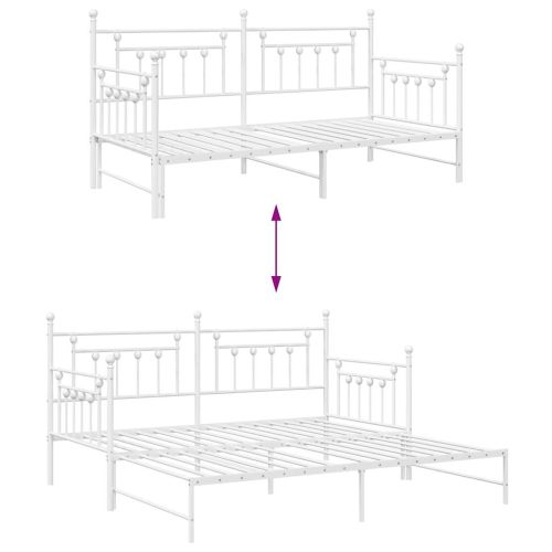 Рамка за легло за ден Бяло 100 x 200 cm Стомана