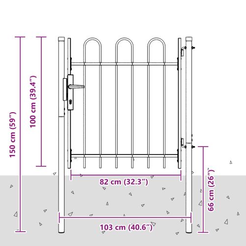 Врата за ограда с заключване Boxtel Сив 103 x 150 cm