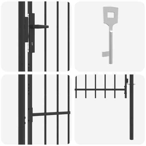 Врата за ограда с заключване Boxtel Сив 103 x 200 cm