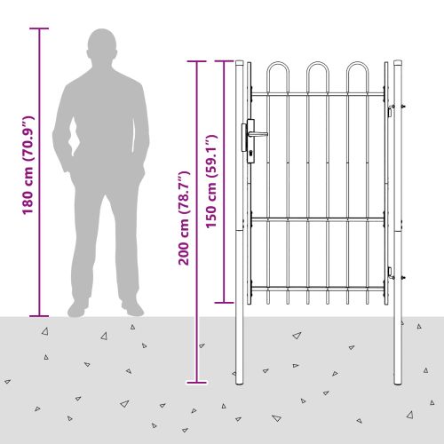Врата за ограда с заключване Boxtel Сив 103 x 200 cm