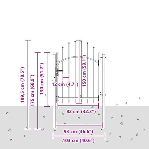 Градинска врата с заключване Woerden Сив 150 x 100 cm Стомана