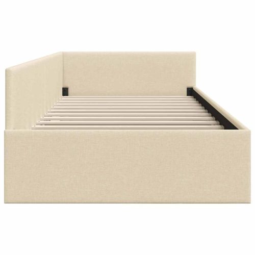 Ъглова рамка за легло с таблото Крем 90 см x 200 см текстил