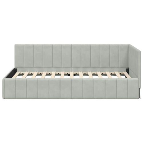 Ъглова рамка за легло Светлосиво 100 см x 200 см Кадифе