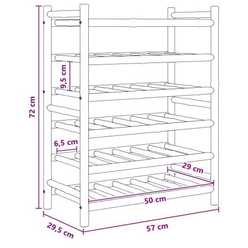 Винен рафт Естествен 57 x 29,5 x 72 см Бамбук