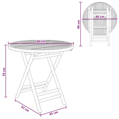 Градинска маса Естествен 80 x 70 cm Бамбук