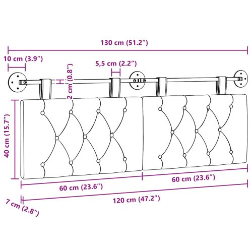 Висяща табла Монтиране на стена Таупе 130 x 55 x 7 см текстил