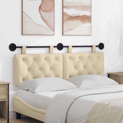 Висяща табла Монтиране на стена Крем 130 x 55 x 7 см текстил